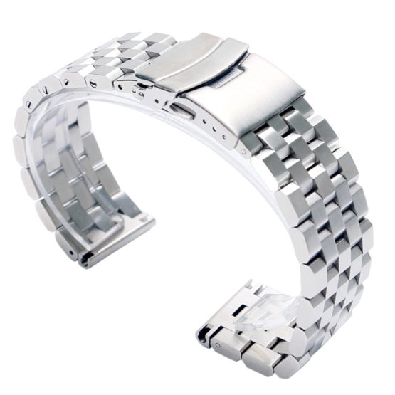 High Quality 20mm 22mm Black/Silver Solid Stainless Steel Watch Strap Band