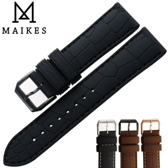 MAIKES New 20mm 22mm Rubber Band Men Dive Sports Watchband