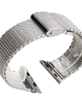 Silver/Black 38/42mm Web Mesh Stainless Steel Apple Watch Band