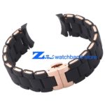 The Silicone Rubber Watchband Rose gold in Black watch band strap