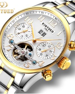 Kinyued Skeleton Tourbillon Mechanical Watch Automatic Men Stainless steel