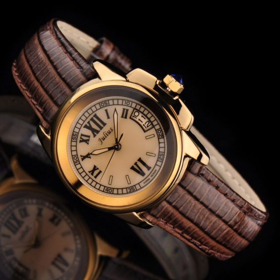 Top Julius Lady Women's 5 Colors Auto Date Wrist Watch Elegant Shell Retro