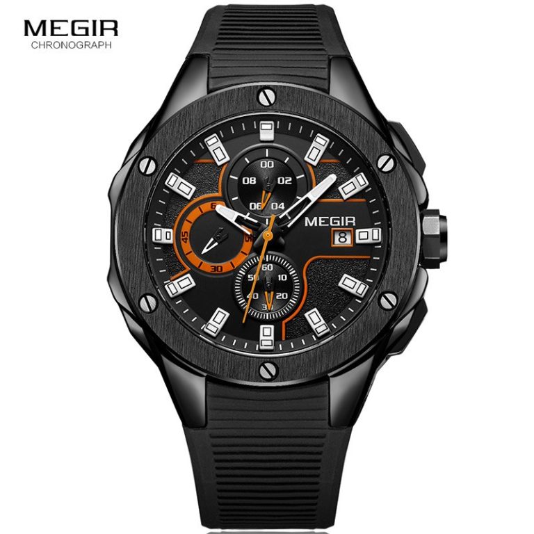 Megir Chronograph Luminous Hands Silicone Bracelet Mens Army Military Watches