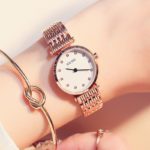 GUOU Diamond Women's Watches Rose Gold Fashion Bracelet Ladies Wrist Watch