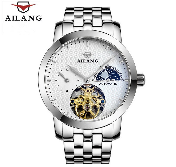 Luxury AILANG Brand Men Tourbillon Automatic Watches Self-wind Moon Phase Businessmen Dress Wrist watch Full Steel Relojes W070 2 Luxury AILANG Brand Men Tourbillon Automatic Watches Self-wind
