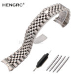 Stainless Steel Watch Band Strap 20mm Men Metal Watchbands Curved End Silver