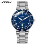 SINOBI Stainless Steel Men Watches Quartz Movement Luminous Hands Watch