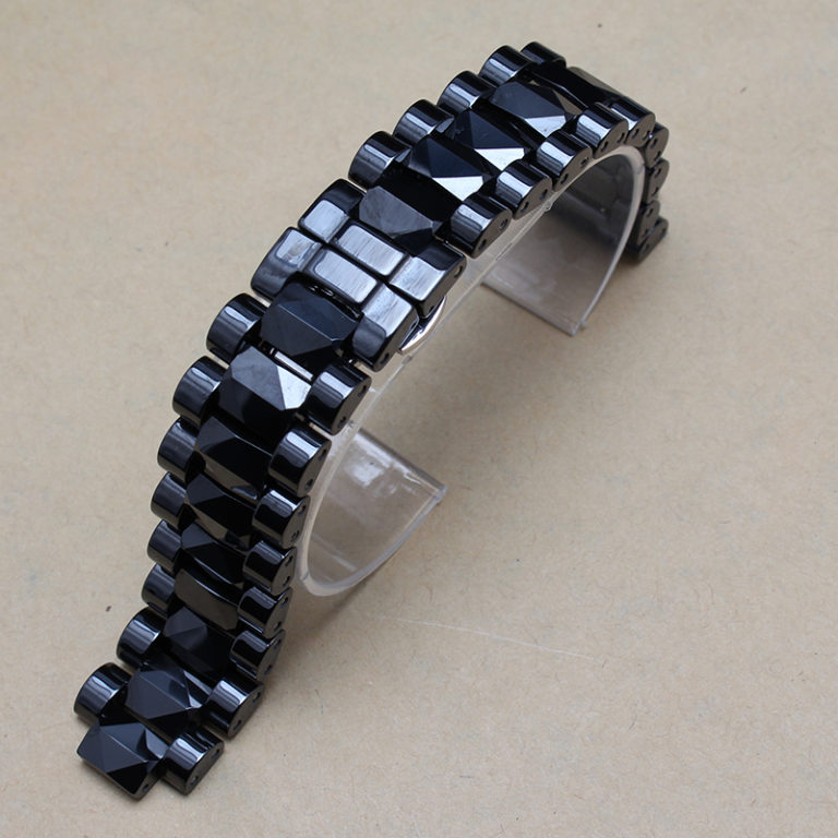 Men Size 19mm lug 10mm New High Quality Black Ceramic Watch Band Strap Bracelet Silver Deployment Steel Clasp For diamond watch Men Size 19mm lug 10mm New High Quality Black Ceramic Watch Band