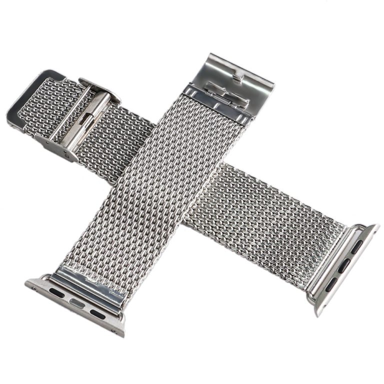 38/42mm Silver/Black Shark Mesh Stainless Steel Apple Watch Band Hook Buckle Strap Women Men iWatch Replacement Bracelet 2 Silver/Black Shark Mesh Stainless Steel Apple Watch Band – Custom-Fit for Men & Women
