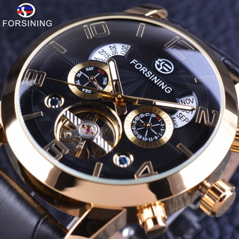 Forsining Golden Bezel Tourbillion Men Watch Fashion Self Winding Automatic Wrist Watch Male Clock Top Brand Mechanical Luxury 1 Forsining Golden Bezel Tourbillion Men Watch Fashion Self Winding Automatic