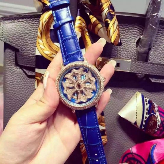 New Fashion Women Watches Famous Brand Blue Rotate Big Dial Design Luxury