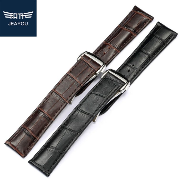 JEAYOU Men Genuine Leather Watch Strap Watch Band