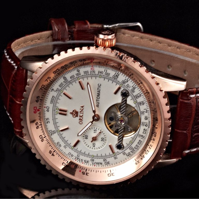 Orkina Tourbillon Mechanical Watches Mens Automatic Self Wind Transparent