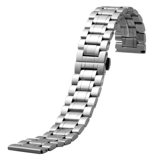 Silver Watchband Stainless Steel Mens Wrist Watch Strap Band Butterfly Clasp