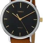 Timex Unisex Fairfield 41 Brown Leather Slip-Thru Strap Watch