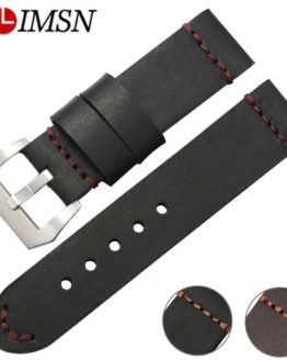 ZLIMSN Black Brown Genuine Leather Watches bands 22mm 24mm Watch