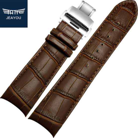 JEAYOU New Watch Strap Brown Watchbands Genuine Leather Band Watch