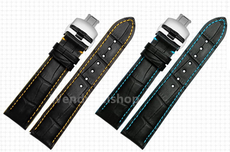 18 20 22mm Man Women Real Calf Leather Black Orange Blue Yellow White Handmade Stitches Wrist Watch Band Strap Belt Silver Clasp 2 18 20 22mm Man Women Real Calf Leather Stitches Wrist Watch Band Strap