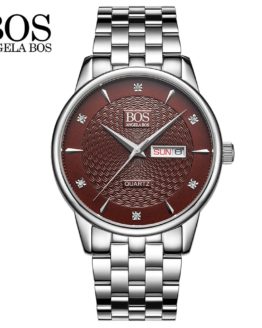 ANGELA BOS Cool Mens Watches Top Brand Luxury Quartz Watch Stainless Steel