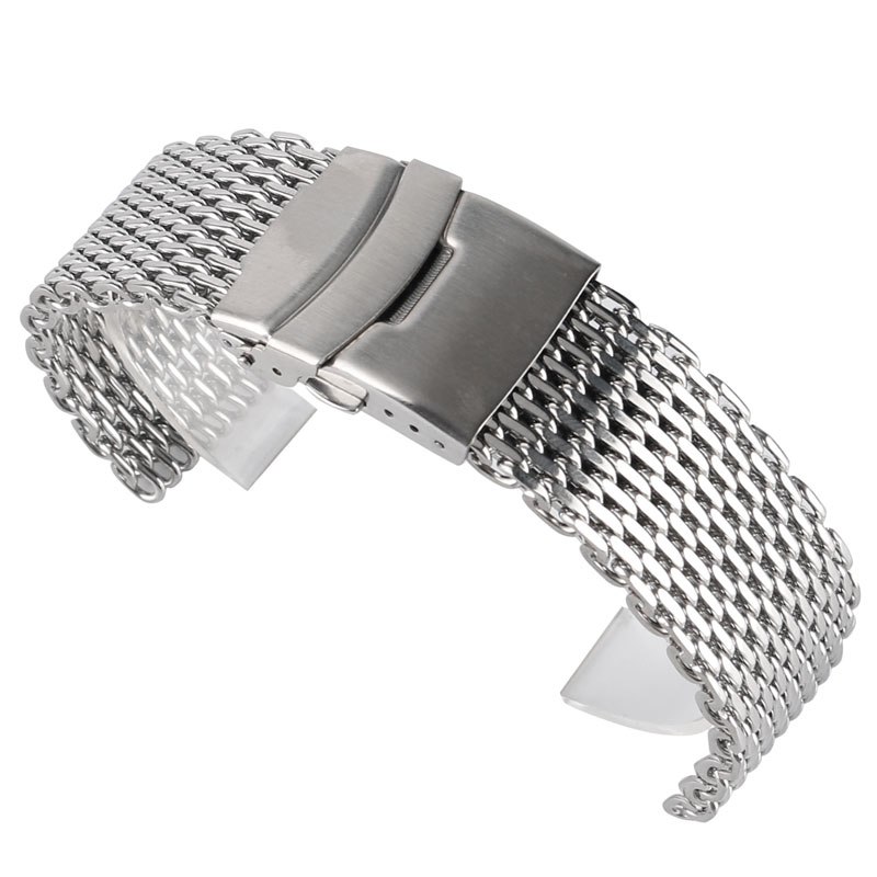18mm 20mm 22mm Stainless Steel Mesh Watch Band Silver For Mens Wrist ...