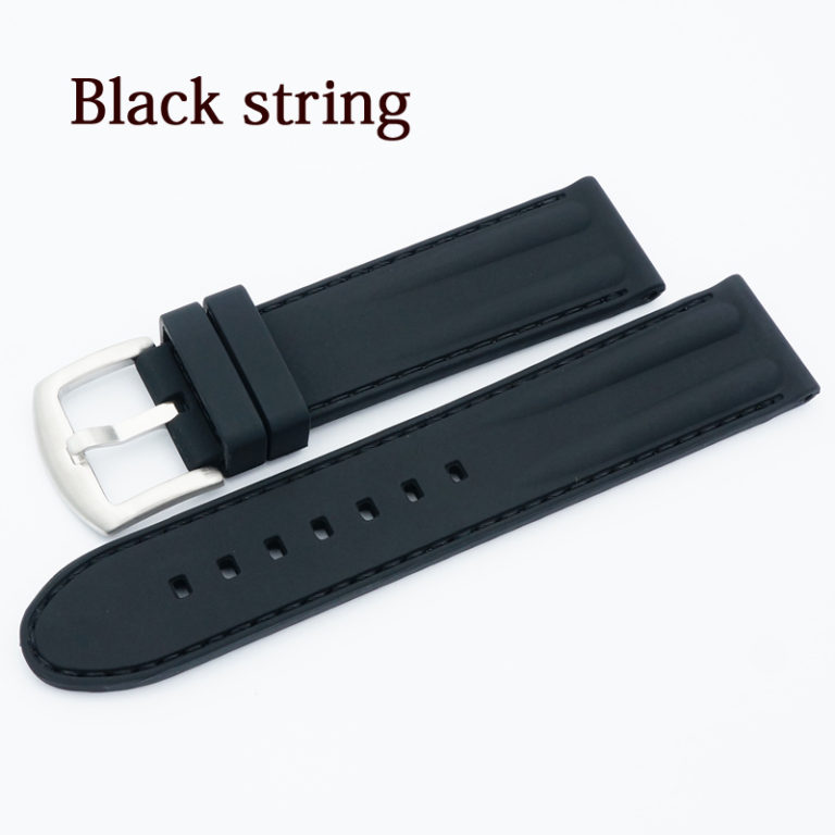 MAIKES New rubber watchband Black By Handmade Stitching Sports Silicone