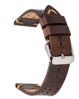 Rally Racing Leather Watch Strap,EACHE Perforated 20mm Watch Bands