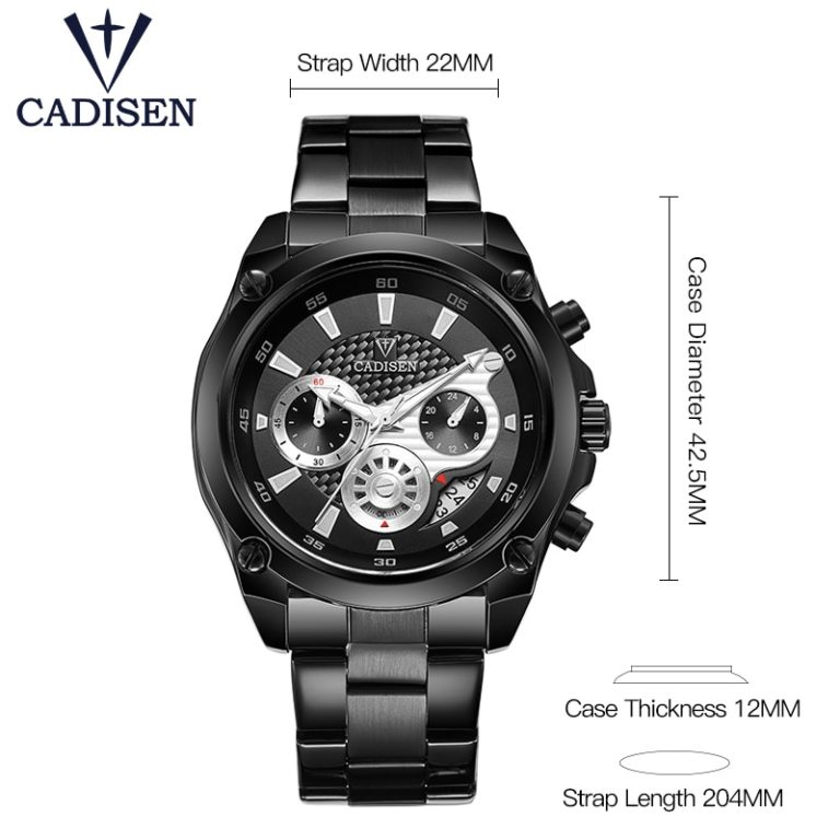 Top Brand Luxury CADISEN Mens Watch Full Steel Sport Watches Fashion Quartz Military Wrist Watch Relogio Masculino Waterproof 2 Top Brand Luxury CADISEN Mens Watch Full Steel Sport Watches