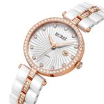Women's Elegant Rose Gold Watch: Ceramic Bracelet, Swarovski Crystals, Perfect Gift