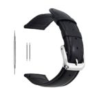 Berfine 22mm Black Calf Leather Watch Band Replacement