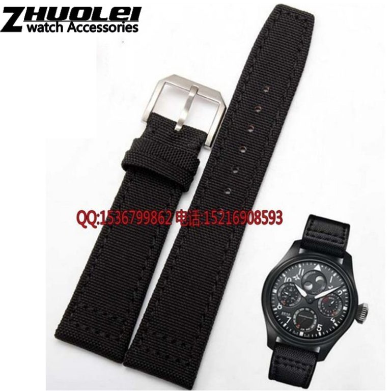 Nylon Durable +genuine leather bottom Men Watchbands,20mm 21mm 22mm,Black&Green&Khaki,Watch Band Strap Belt,Steel Silver Clasp 2 Nylon Durable +genuine leather bottom Men Watchbands,20mm 21mm 22mm