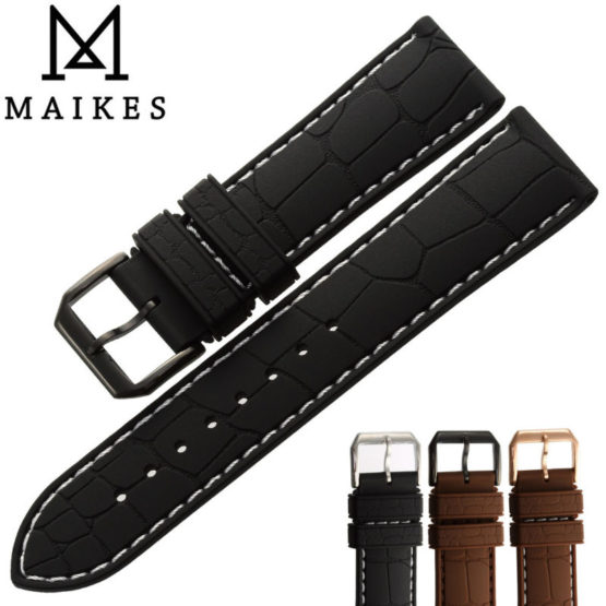 MAIKES New Arrival Black Silicone Band 20mm 22mm Watch