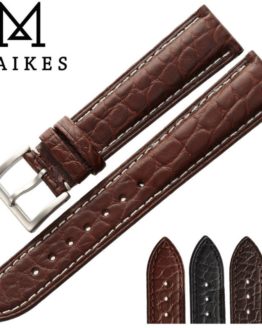MAIKES HQ Genuine Alligator Leather Strap Watch Band Belt