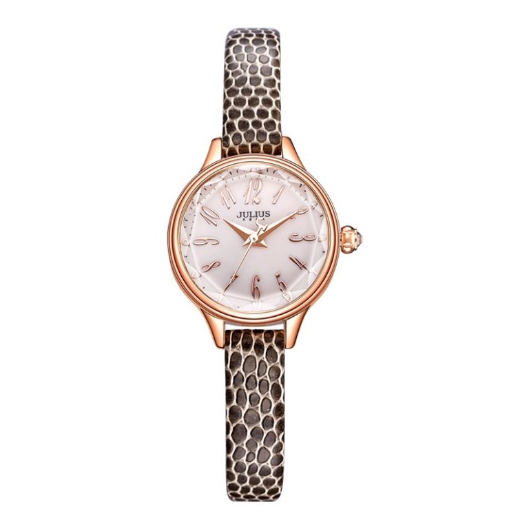 JULIUS 2018 Winter New Crocodile Genuine Leather Strap Rose Gold Watches Women Lady Fashion Dress Wrist Watch Hours Clock JA-932 JULIUS 2018 Winter New Crocodile Genuine Leather Strap Rose Gold Watches