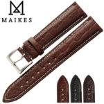 HQ Genuine Alligator Leather Watch Band with Stainless Steel Clasp