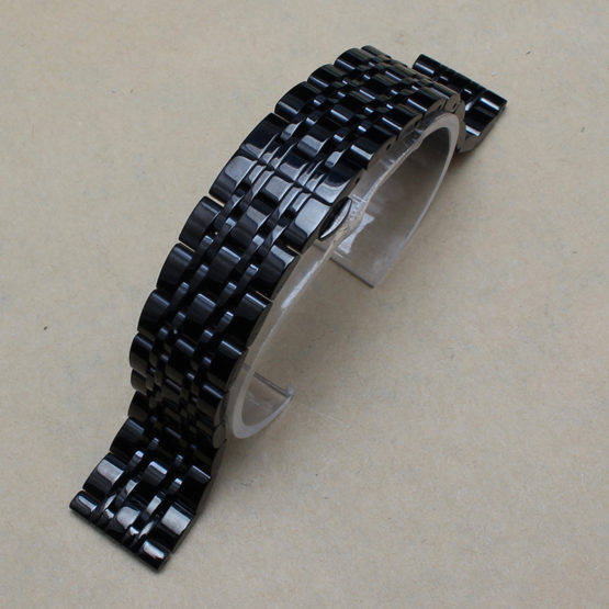 New Mens Black Solid Stainless Steel Mens Metal Watch Band Bracelet Strap