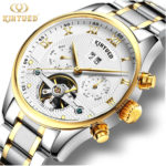 2017 KINYUED Skeleton Tourbillon Mechanical Watch waterproof