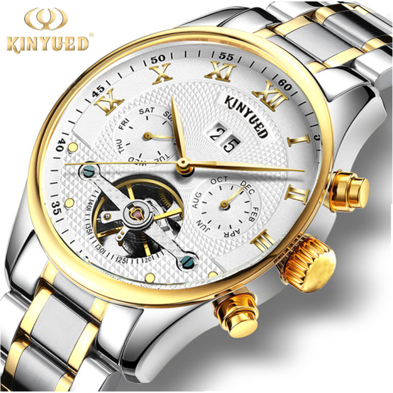 2017 KINYUED Skeleton Tourbillon Mechanical Watch waterproof Classic Black Gold Stainless Steel Mechanical Wrist Watches 2 2017 KINYUED Skeleton Tourbillon Mechanical Watch waterproof
