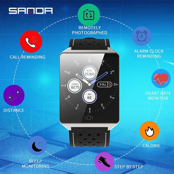 SANDA Bluetooth Smart Watch Men Waterproof Touch Screen Heart rate