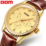 DOM Brand Gold Wrist Watch Men Luxury Famous Male