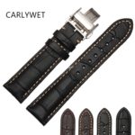 CARLYWET Man Lady Real Calf Leather Handmade Black Brown Wrist Watch Band