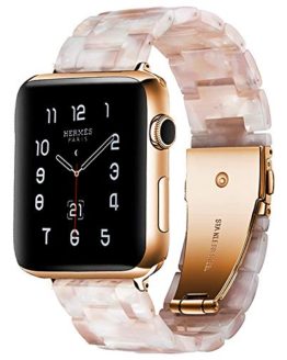 BONSTRAP Resin Watch Band with Metal Buckle for Apple Watch Series 4 3 2 1