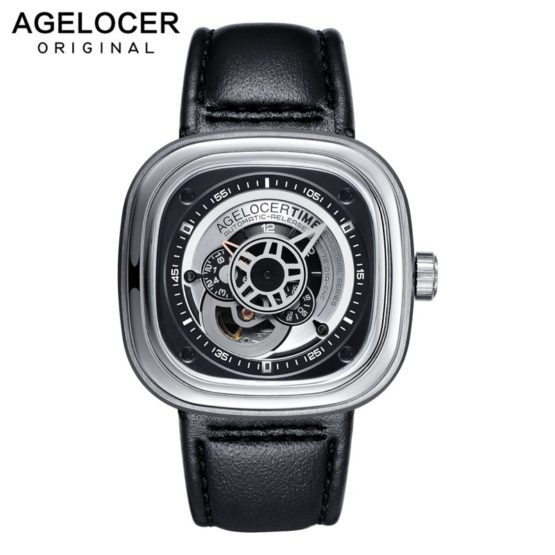 Agelocer Brand Relogio Masculino Automatic Watch 100% Cowhide Watchband