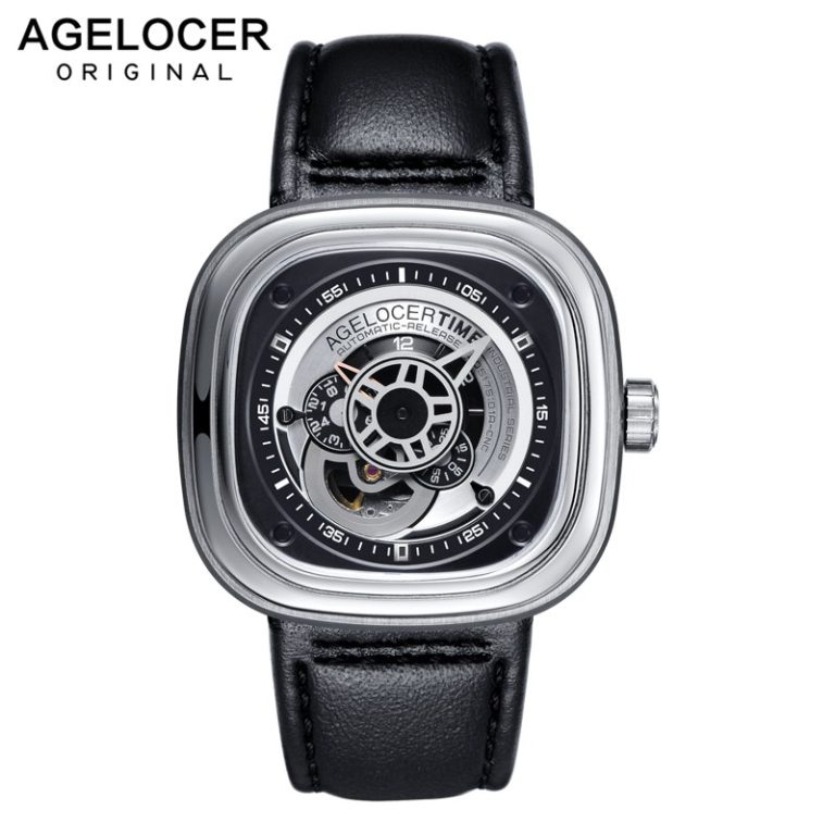 Agelocer Brand Relogio Masculino Automatic Watch 100% Cowhide Watchband Sport Wrist Watch Men Stainless Steel Waterproof 50M Agelocer Brand Relogio Masculino Automatic Watch 100% Cowhide Watchband