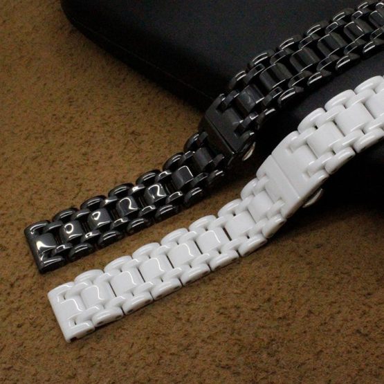 promotion new White Ceramic Black strap bracelet band for women men
