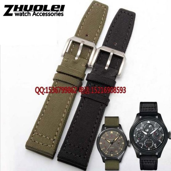 Nylon Durable +genuine leather bottom Men Watchbands,20mm 21mm 22mm
