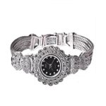 Ladies Women Sterling Silver Bracelet with Marcasite Luxury Silver Wristwatch
