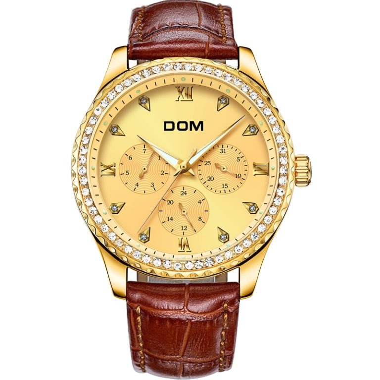 DOM Brand Gold Wrist Watch Men Luxury Famous Male