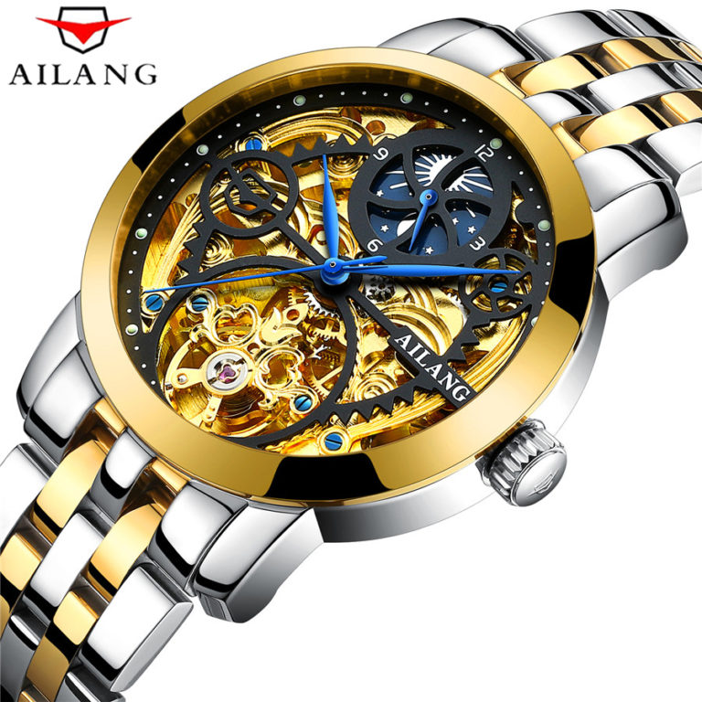 New Tourbillon Men Watches AILANG Top Brand Skeleton Mechanical Sport Watch All Steel Waterproof Luminous Automatic Wrist Watch New Tourbillon Men Watches AILANG Top Brand Skeleton Mechanical Watch