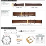 WOCCI 18mm Watch Band with Gold Buckle, Dark Brown Vintage Leather