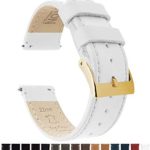 Barton Quick Release Leather Gold Buckle Watch Band Strap - Choose Color